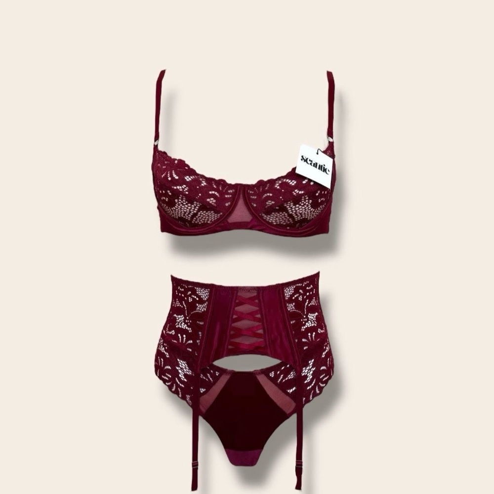 Burgundy Lace Lingerie Set